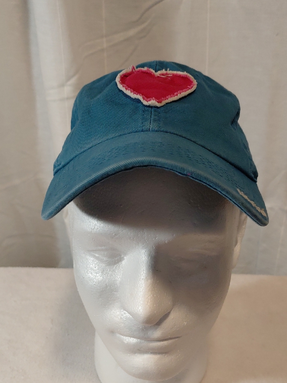 Life Is Good Teal Baseball Cap with Pink Heart Patch
